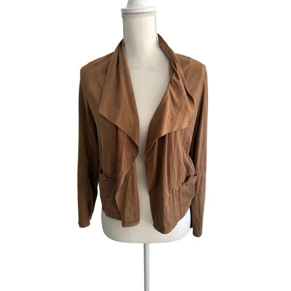 MAX STUDIO Faux Suede Swing Open Ruffle Jacket Size Medium - Picture 5 of 8
